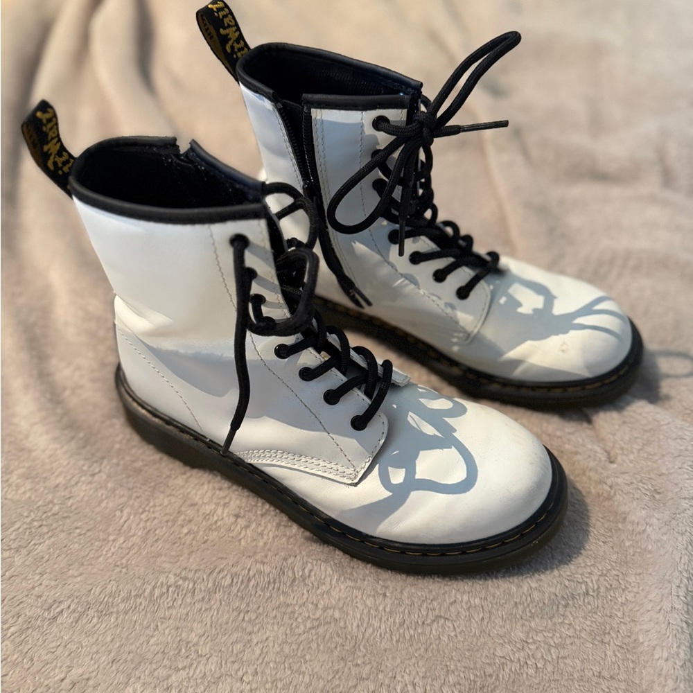 Dr. Martens Kids Black and White Lace-Up Boots